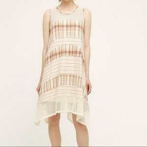 Anthropology holding horses edgewood dress neutral plaid stripes size medium